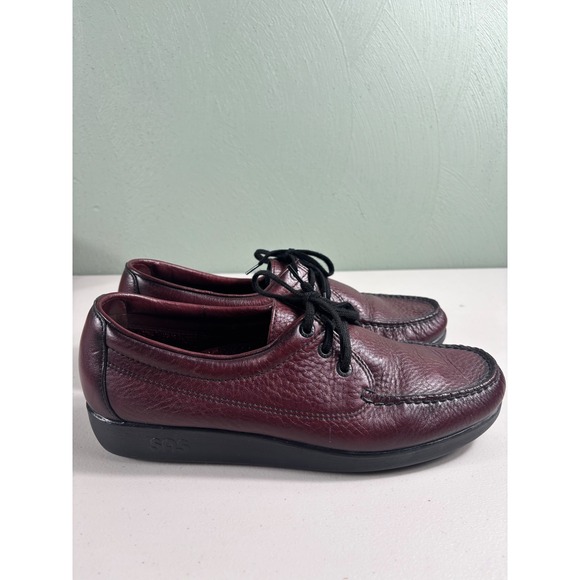 SAS Shoes Men\'s Burgundy Leather Moc Toe‎ Lace Up Comfort Size 12 M main image 4